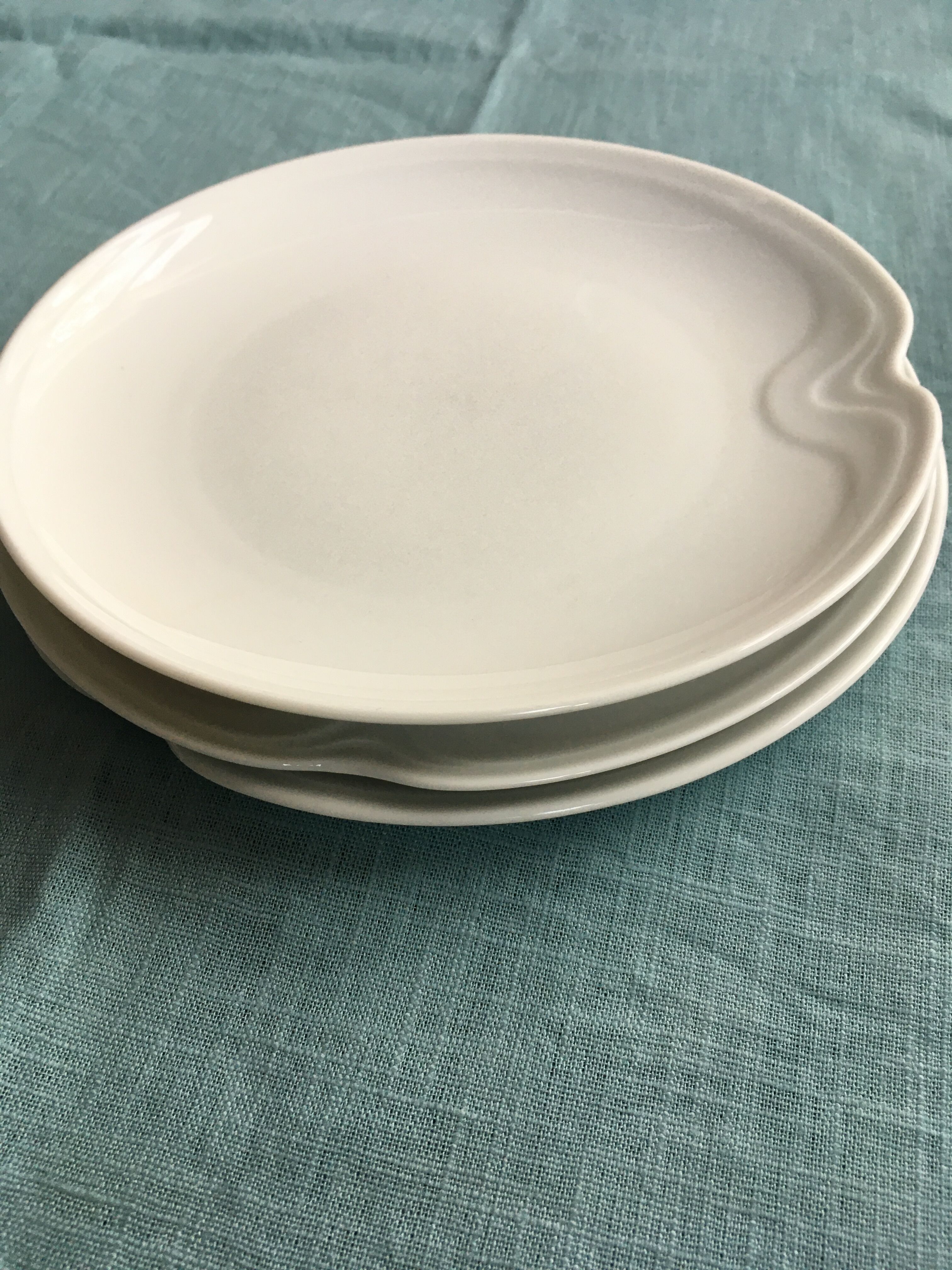 3 white porcelain dessert or serving plates