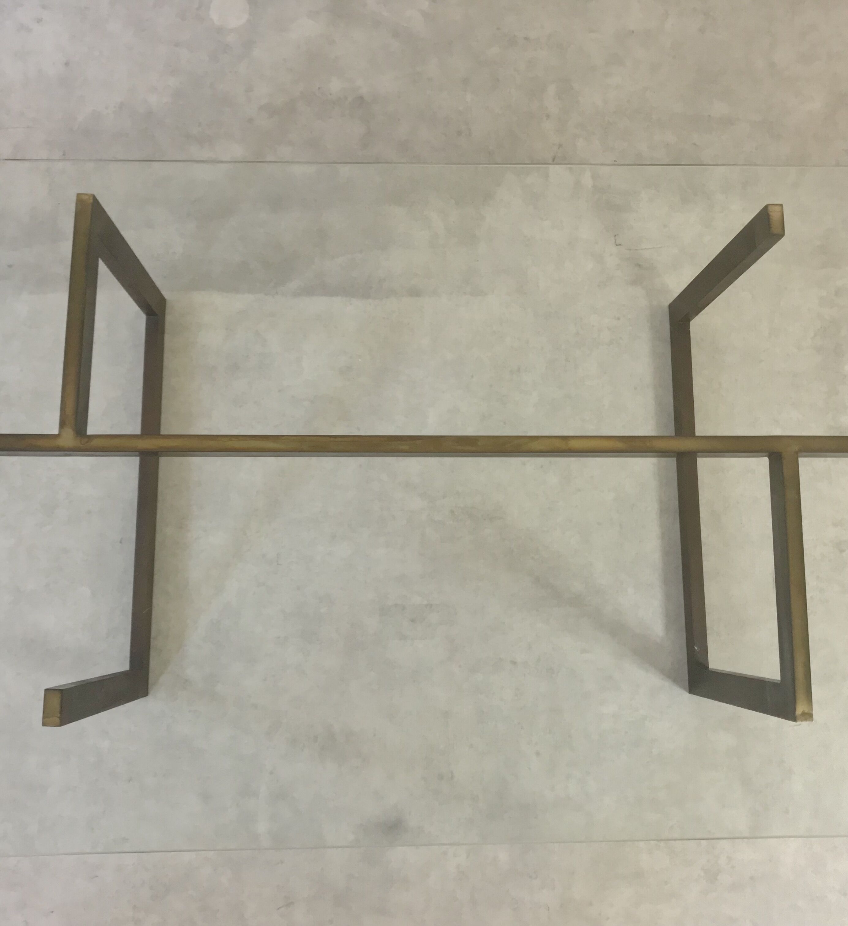 Sculptural Table low chic shabby brass of 1970