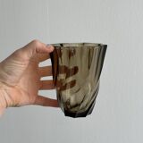 Smoked glass vase with twisted design