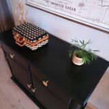 Solid black satin wooden buffet