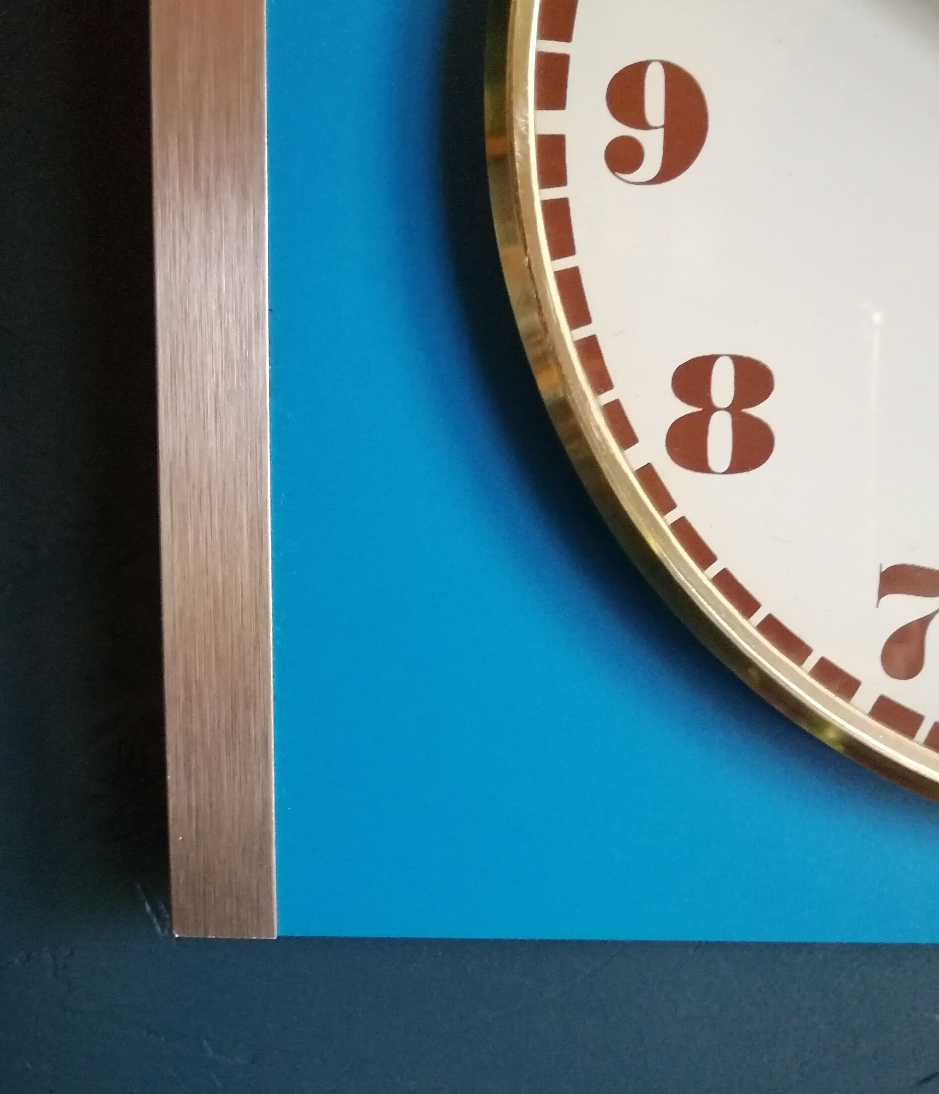 Vintage formica clock silent rectangular wall clock "blue jaz"