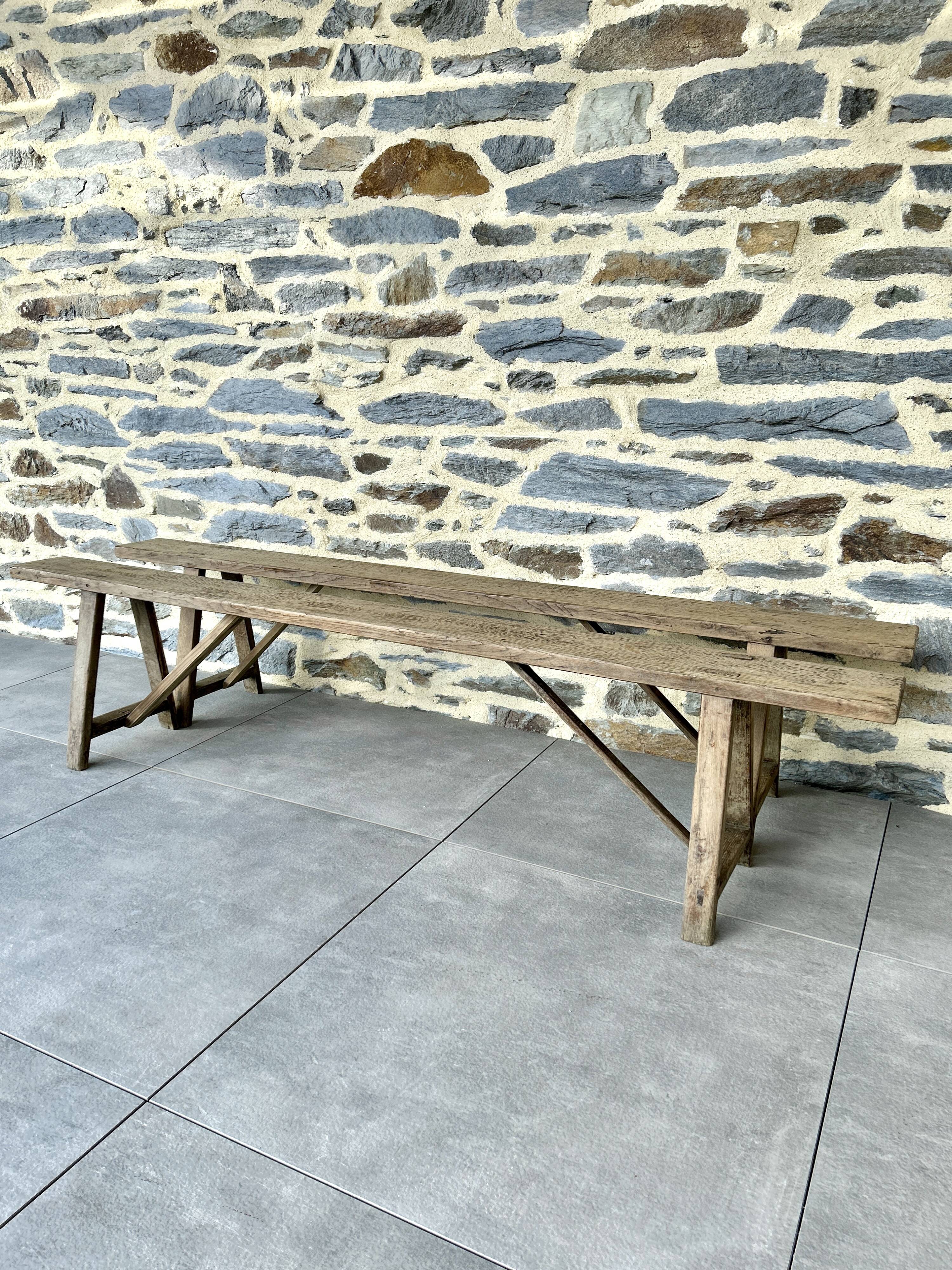 Pair of antique farm benches