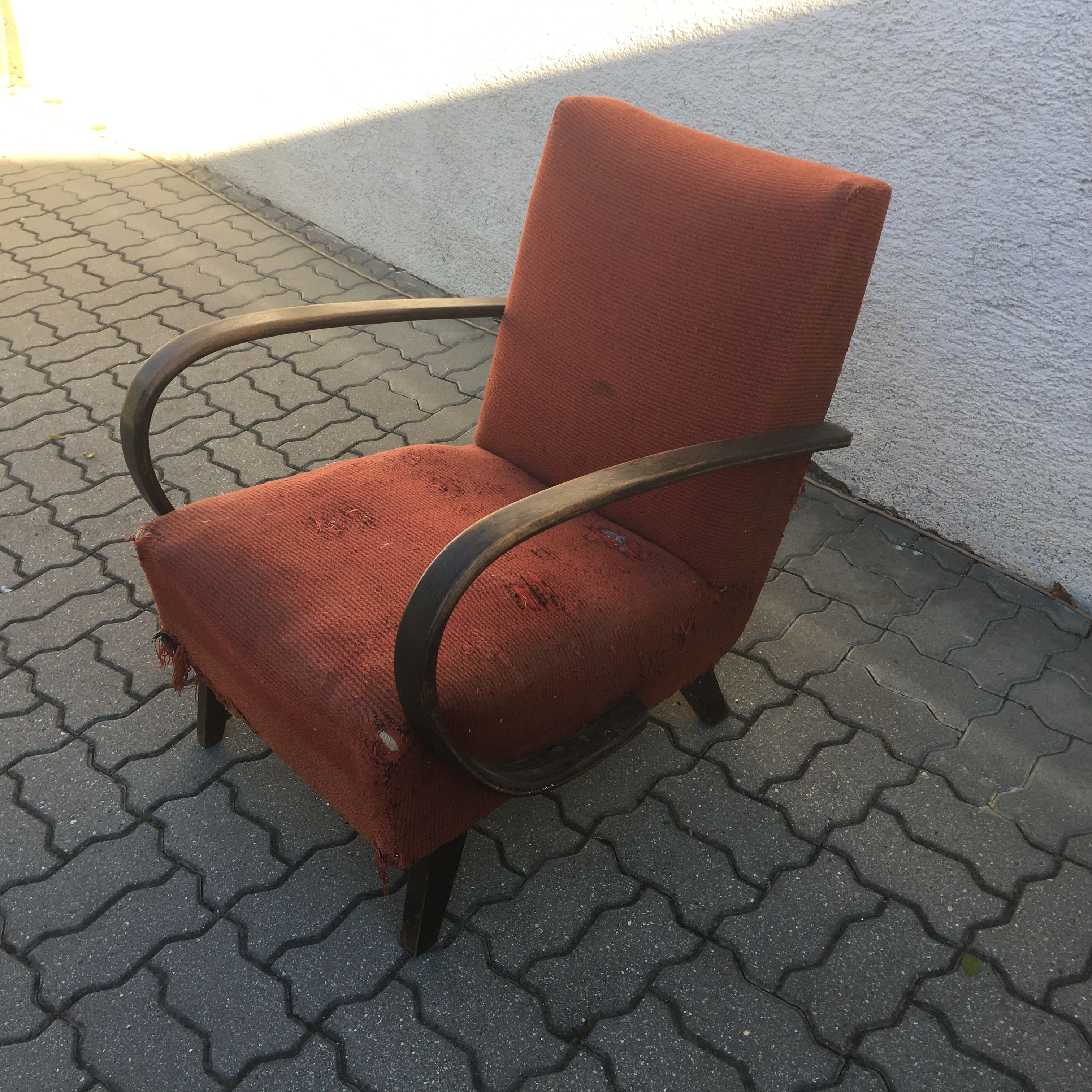 Jindrich Halabala h-410 lounge chair Up Závody 30s wood art deco