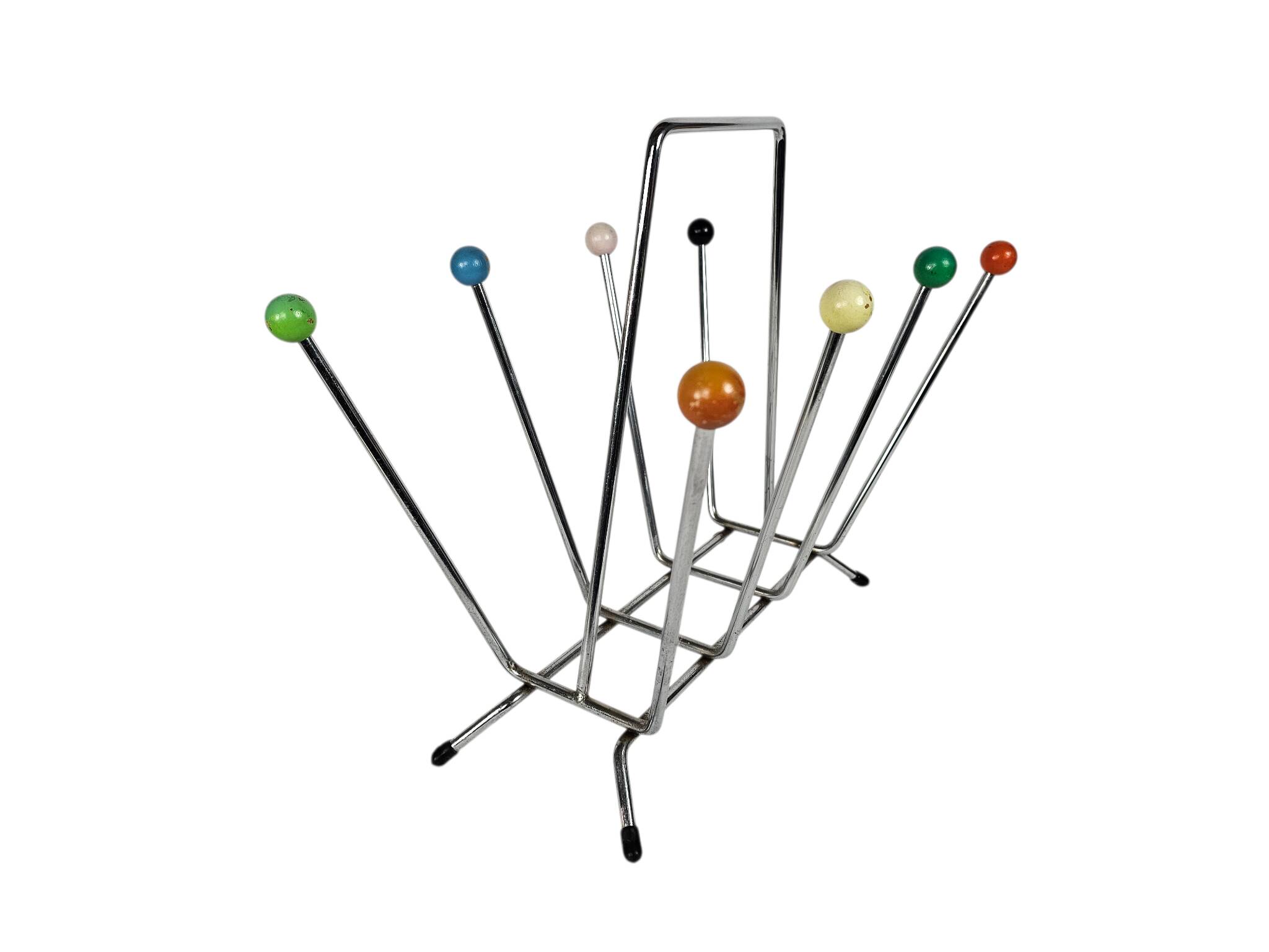 Charles and Ray Eames style magazine rack - Atomic - chrome - wood  Sputnik