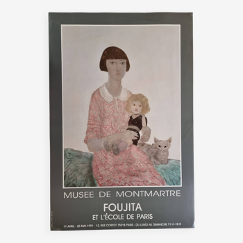 Original poster of the Foujita exhibition at the École de Paris 1991, 68 x 45 cm