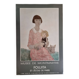 Affiche originale de l'exposition Foujita à l'École de Paris 1991, 68 x 45 cm