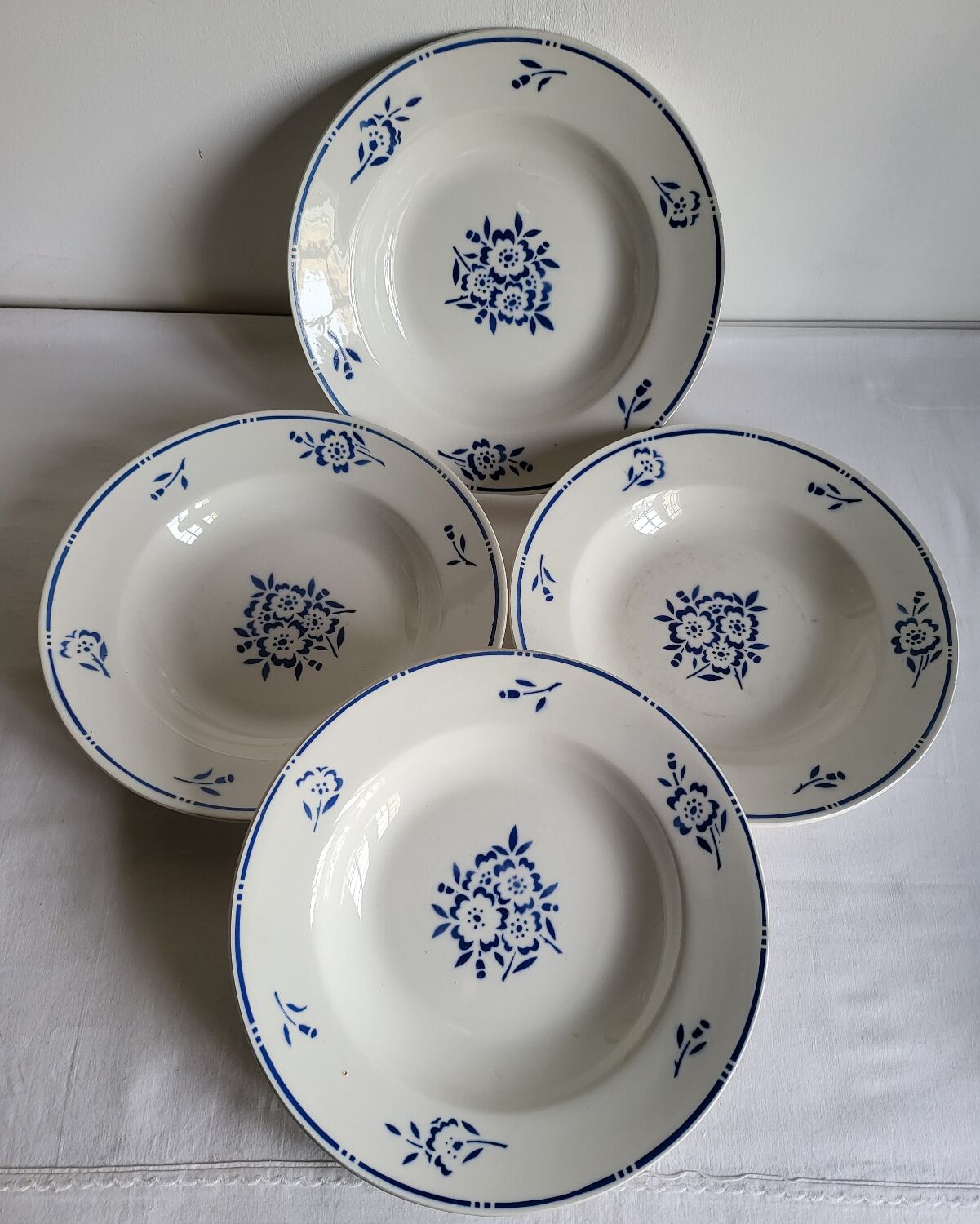 4 Deep Plates in earthenware Moulin des Loups & Hamage model Lucien