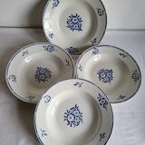 4 Deep Plates in earthenware Moulin des Loups & Hamage model Lucien