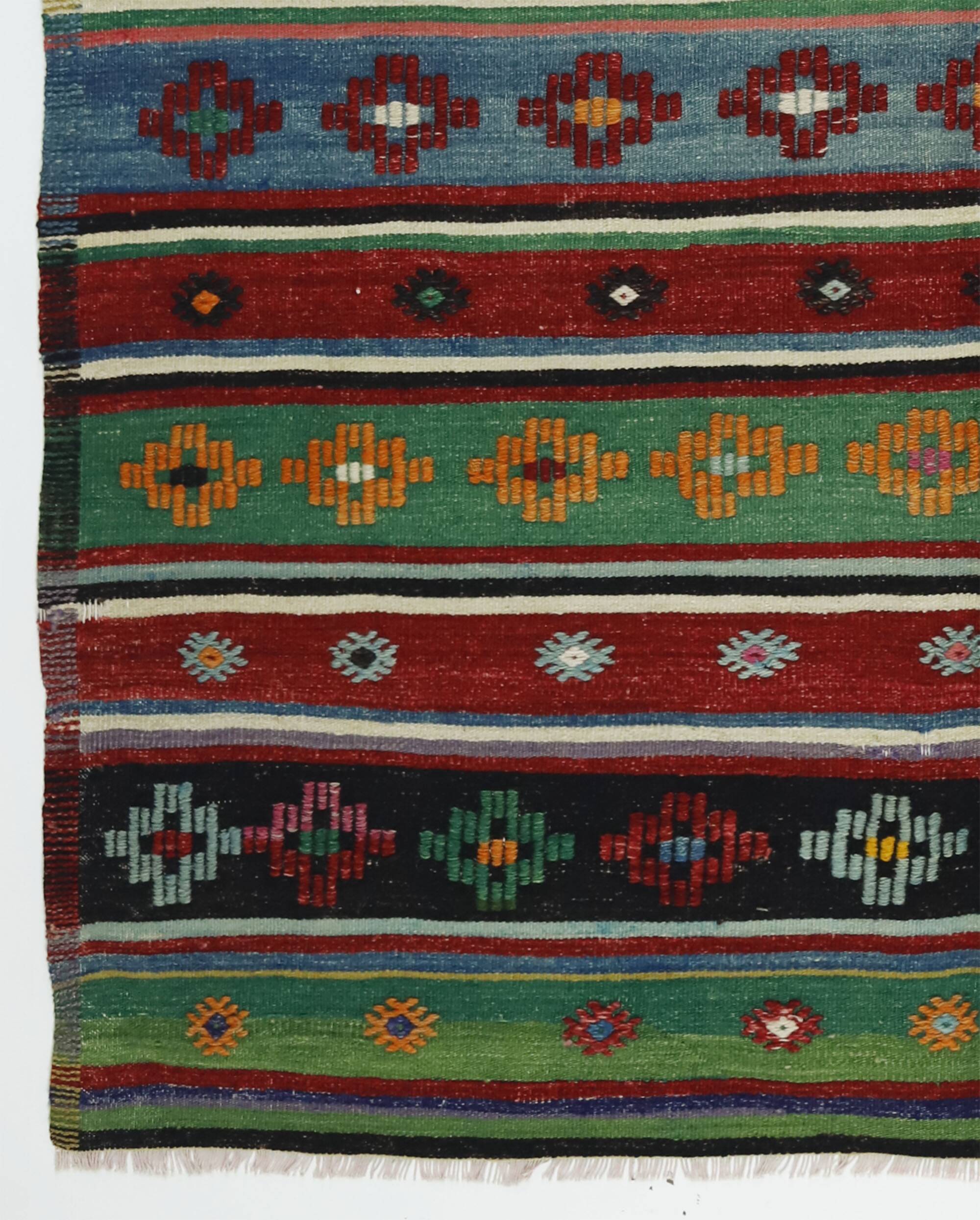 Kilim Oushak vintage multicoloured striped 250 x 163 cm