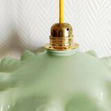 Vintage 1950s mini green opaline portable lamp