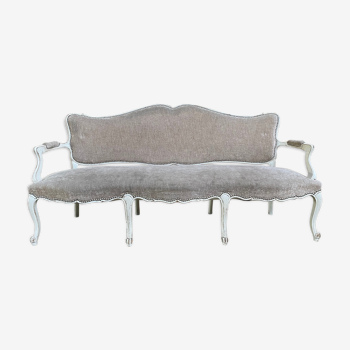 Louis XV taupe and cream style sofa