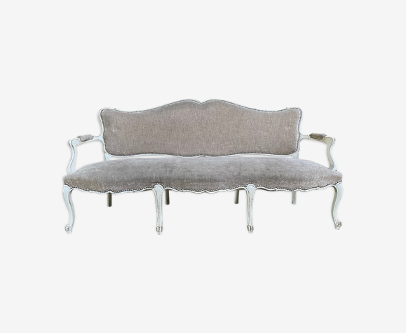 Louis XV taupe and cream style sofa