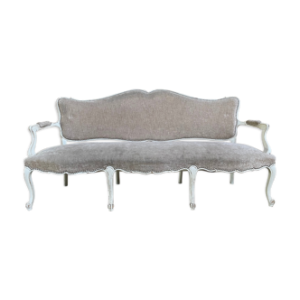 Louis XV taupe and cream style sofa