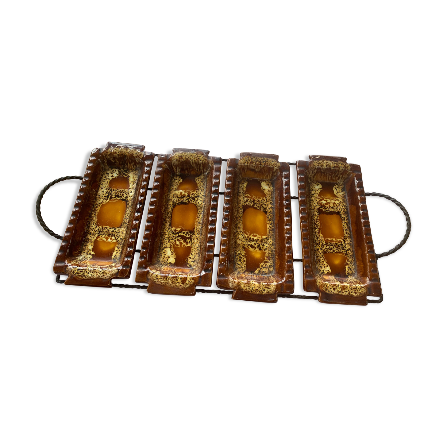 Aperitif servant in glazed ceramic signed by Marius Giuge artisan potter vallauris vintage