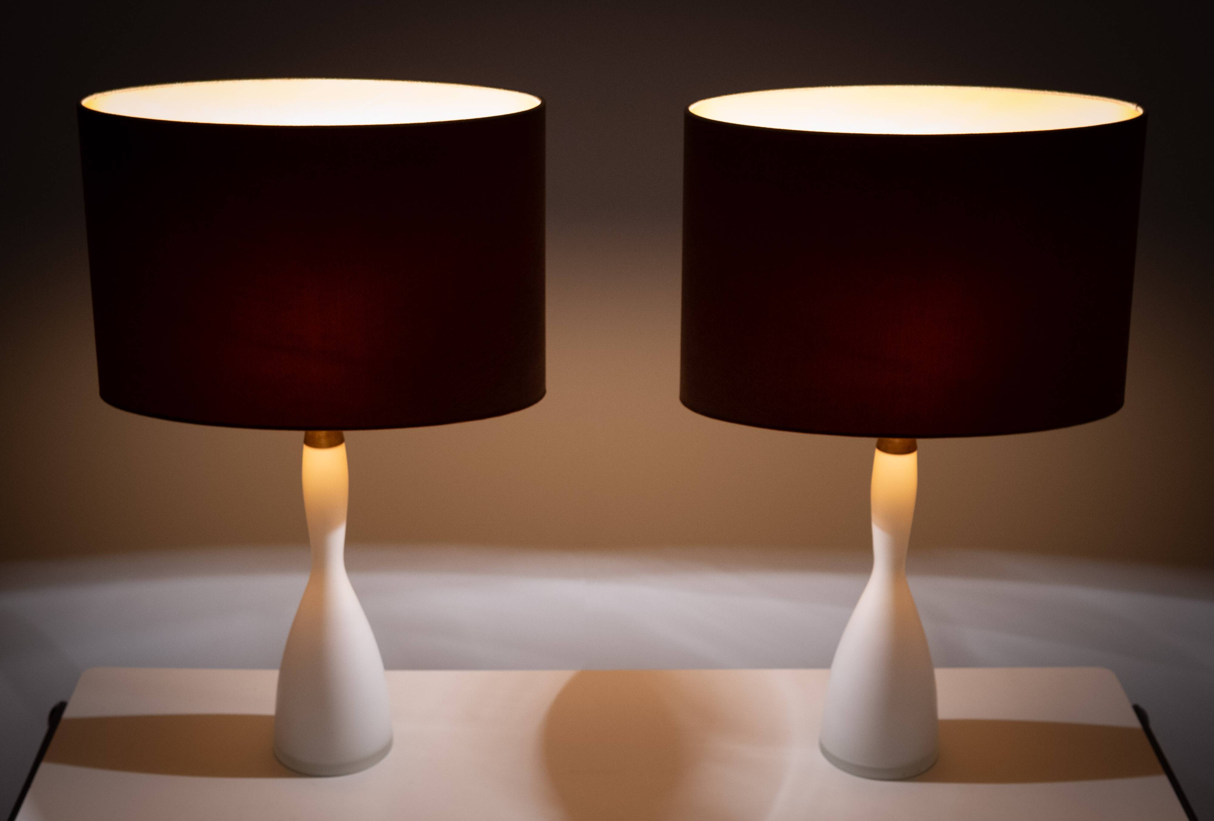 Kastrup Opaline Glass Table lamps Design by Jacob Bang 1960s Denmark