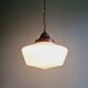Large Art Deco pendant light in conical white opaline, 1920s-30s