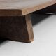 Rustic wabi sabi brutalist coffee table from solid wood, 1900s France