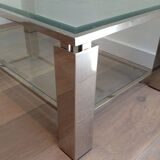 Table basse moderniste chromée. Travail français. Vers 1970