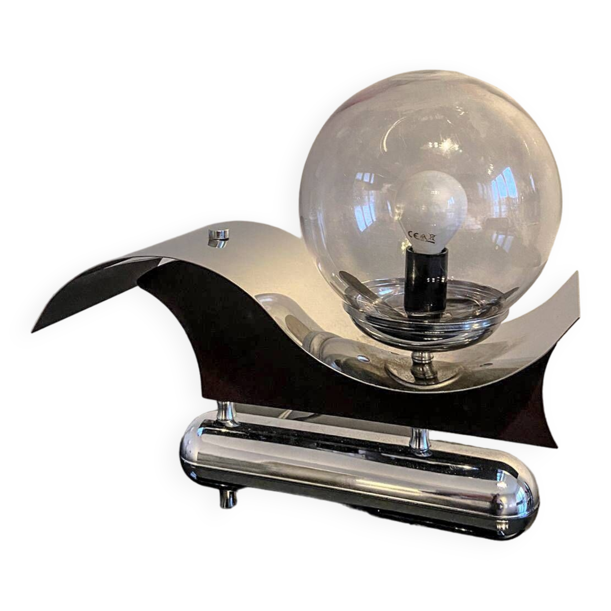 Coppia di sconces metallo e vetro soffiato, Italia anni 70, in ottime condizioni di conservazioni