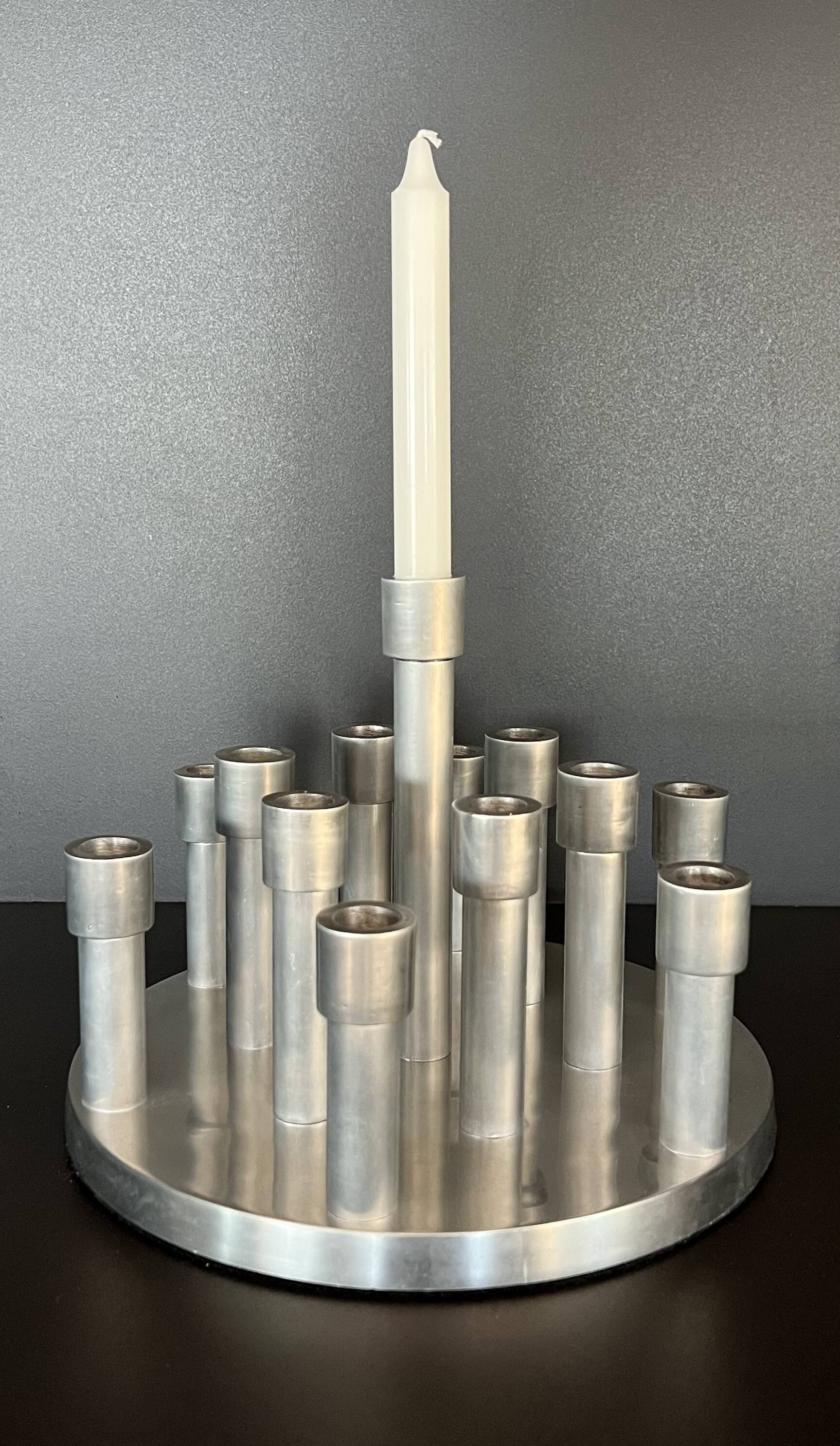 Aluminium candle holders for 13 candles, 1970s.