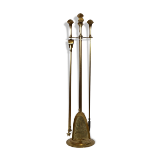Vintage brass fireplace accessory set