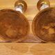 Pair of brass + marble or stone candlesticks