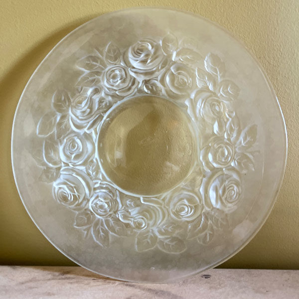 Frosted glass dish or plate signed Verlys France
