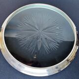 Trivet in cut glass and silver metal