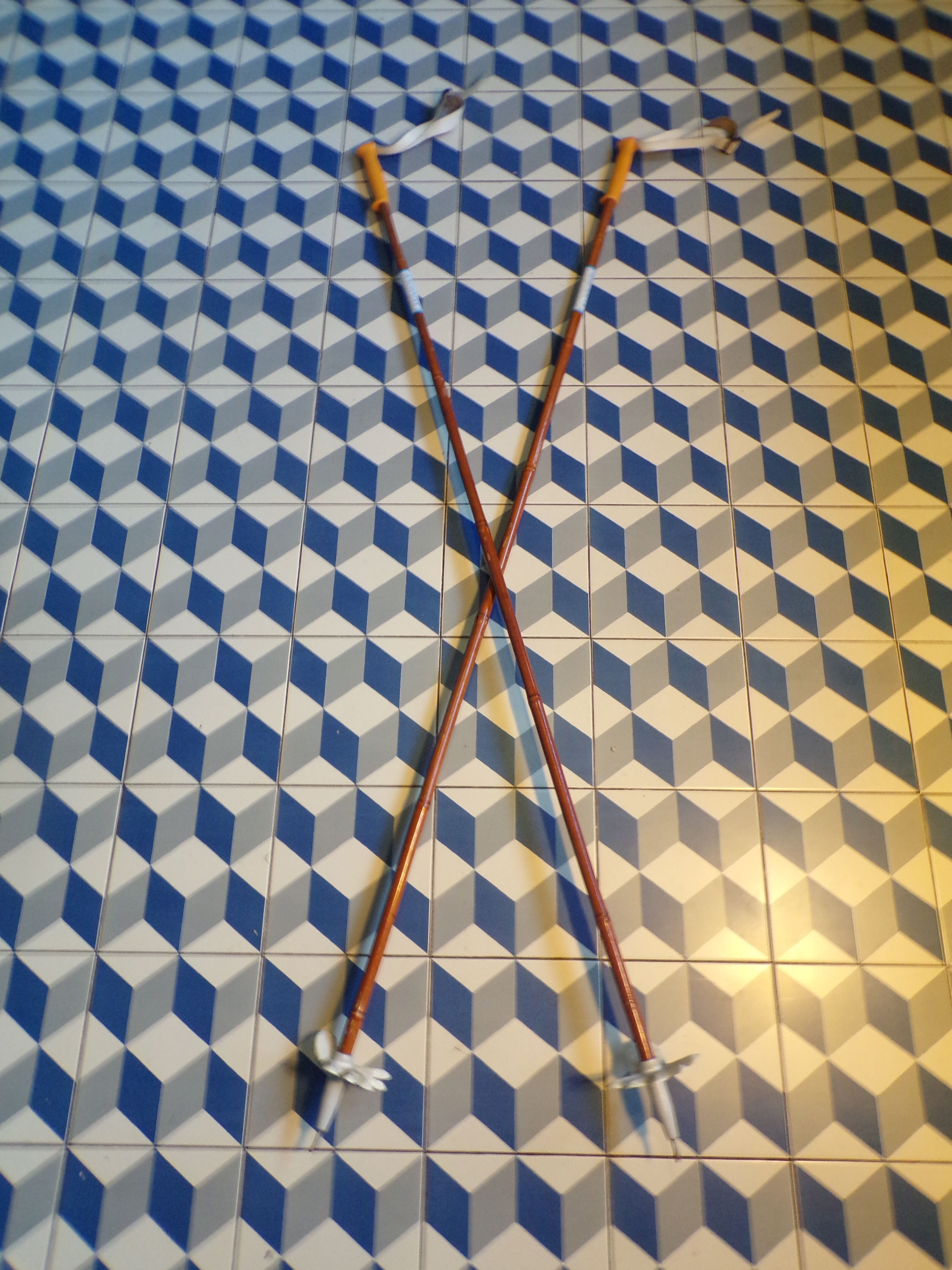 Pair of vintage reed ski poles