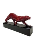 French Ceramic Art Deco Statue Of A Panther 1930s