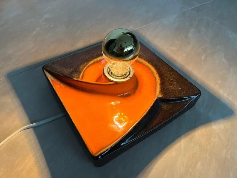 Pair of Midcentury Wall Lamp or Ceiling Flush Mount PAN, Ceramic, Germany, 1970s