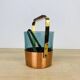 Scandinavian ice bucket in smoked glass and copper, vintage.