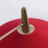 Articulated floor lamp with counterweight mid-century by Rupert Nikoll, nickel, brass.