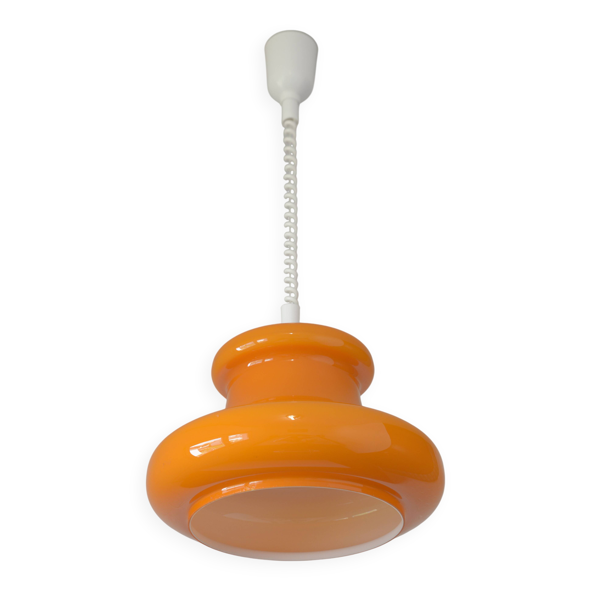 Vintage orange glass pendant light mid century modern retro hanging lamp