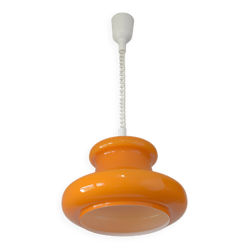 Vintage orange glass pendant light mid century modern retro hanging lamp