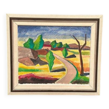 Swedish Mid Century  Oil on Canvas – “Landscape” by Bror Göransson