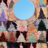 Moroccan mirror in natural hand woven raffia - 46cm