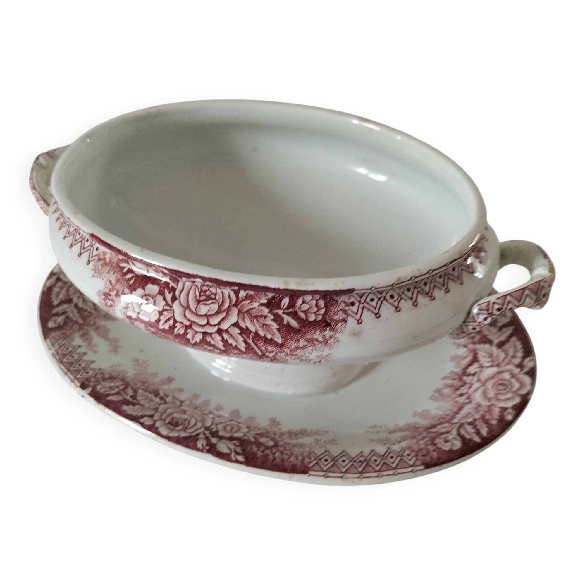 Rare old vegetable dish – Saint-Amand Hamage – English red ironstone