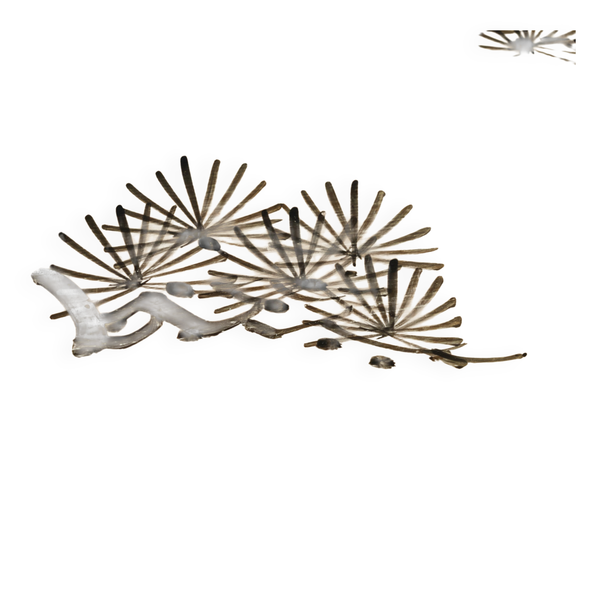 Art Deco wooden and brass plateau with birds and foliage, 1940s