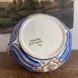 Fruit bowl, bird head handle HB Quimper Breton earthenware