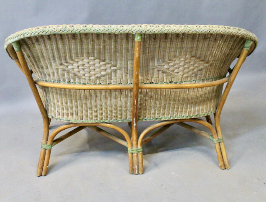 Rattan and wicker bench