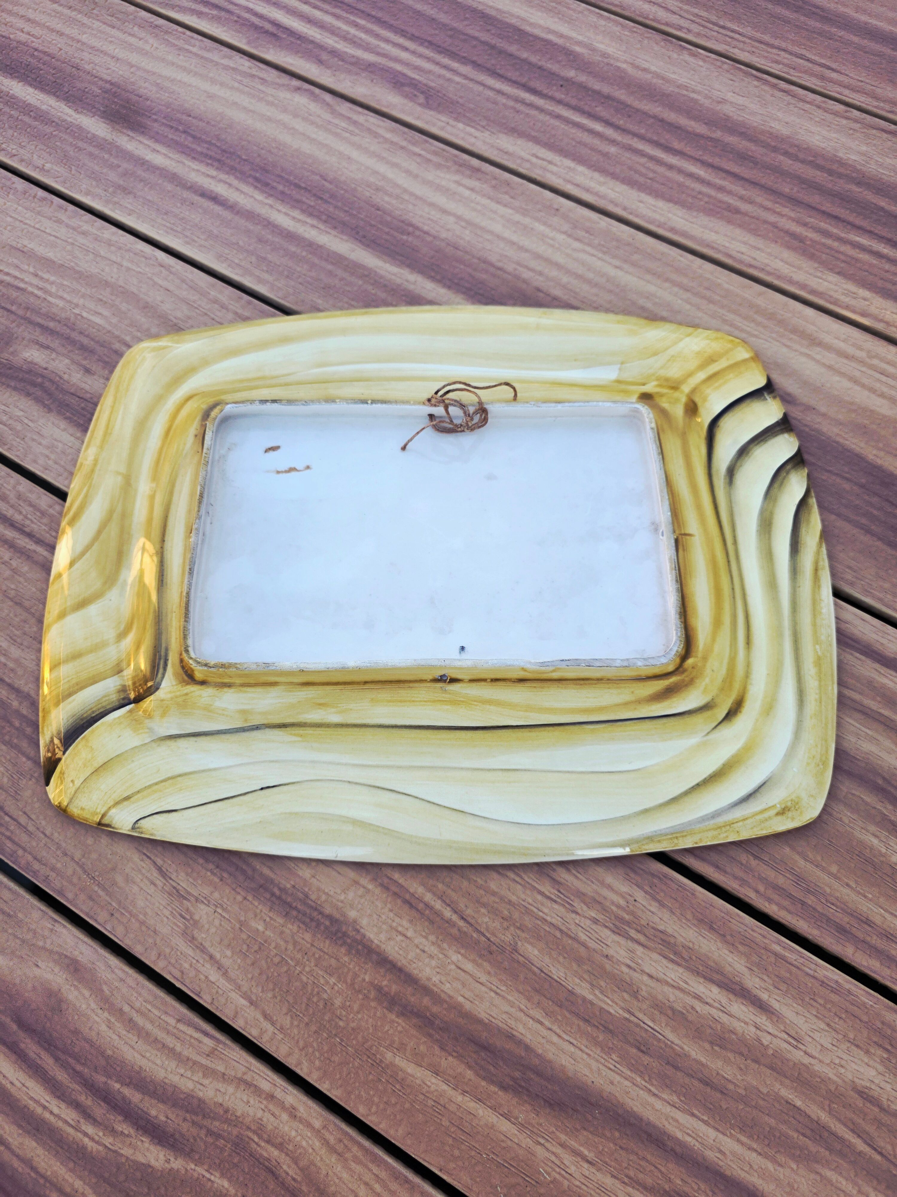 Large Wall Plate signed Vintage Vallauris – Bark & Fish Decor – 38
