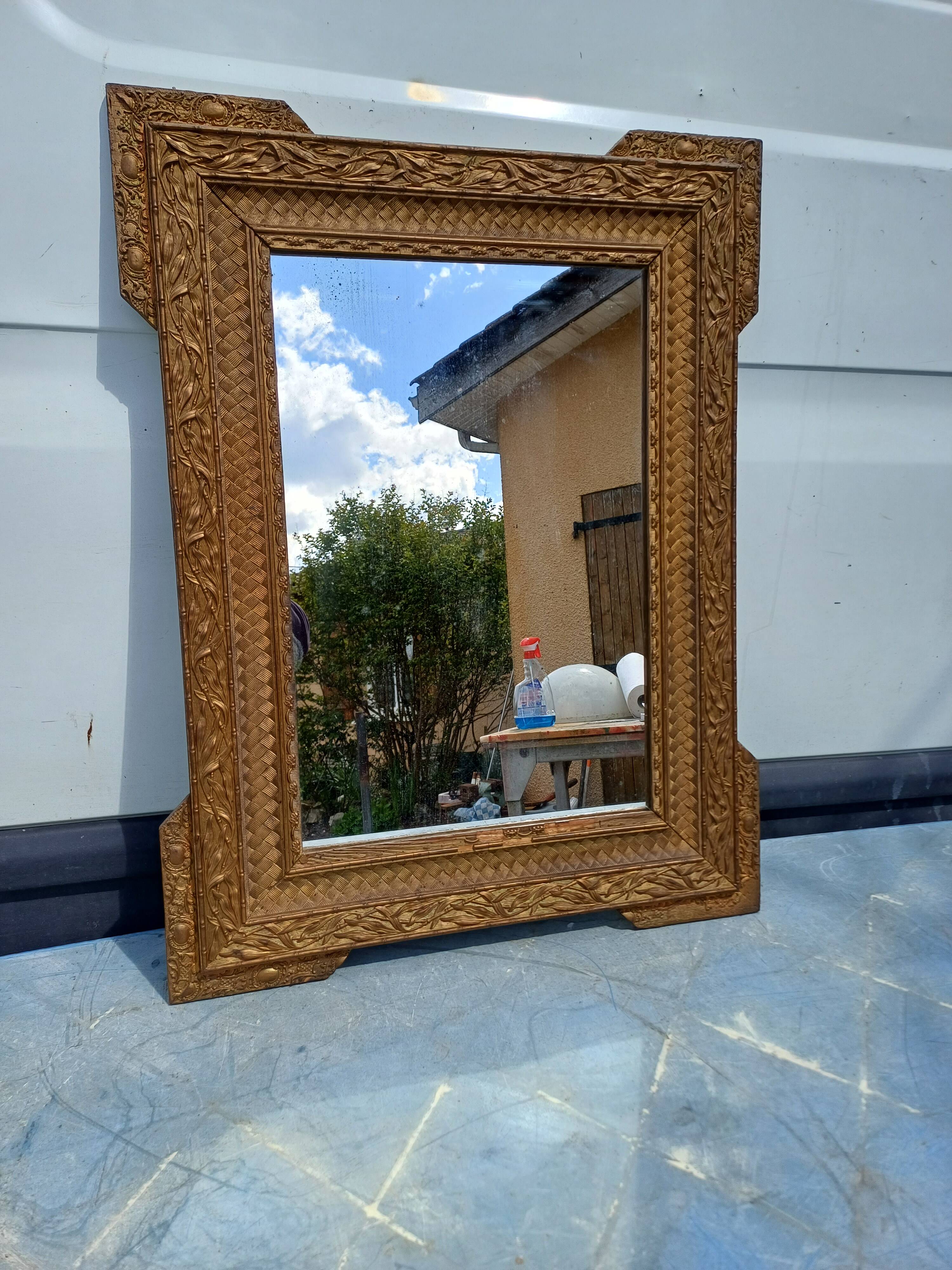 Wood and gilded Stuk mirror 19th