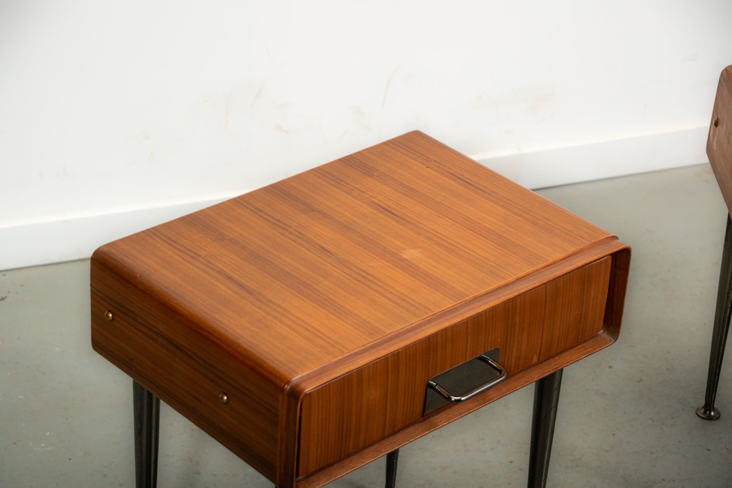Italian nightstands in teak with brass details, circa 1970