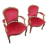 Pair of Louis XV style armchairs