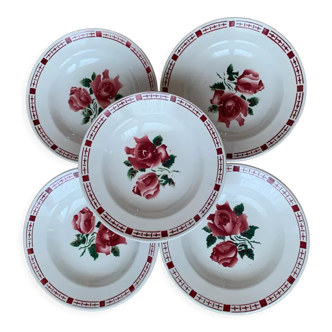 Lot de cinq assiettes creuses