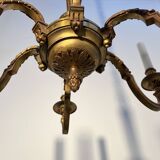 Important six-light chandelier in chiselled gilded bronze, Empire, 19th century