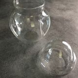 Jar type bonbonnière in translucent glass shape round modernist