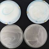 Pair of vintage blue and white Murano glass ceiling lights 1980