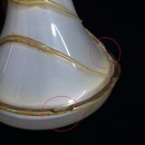 Jugendstil 'organic' vase in white glass with amber veins